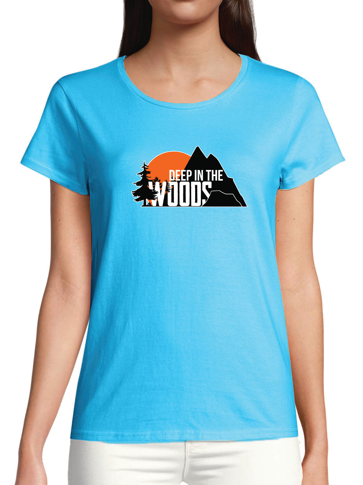 Deep in the Woods Logo T-Shirt Women Aqua Blue