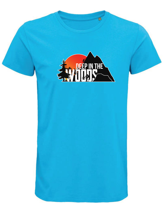 Deep in the Woods Logo T-Shirt Men Aqua Blue 2025