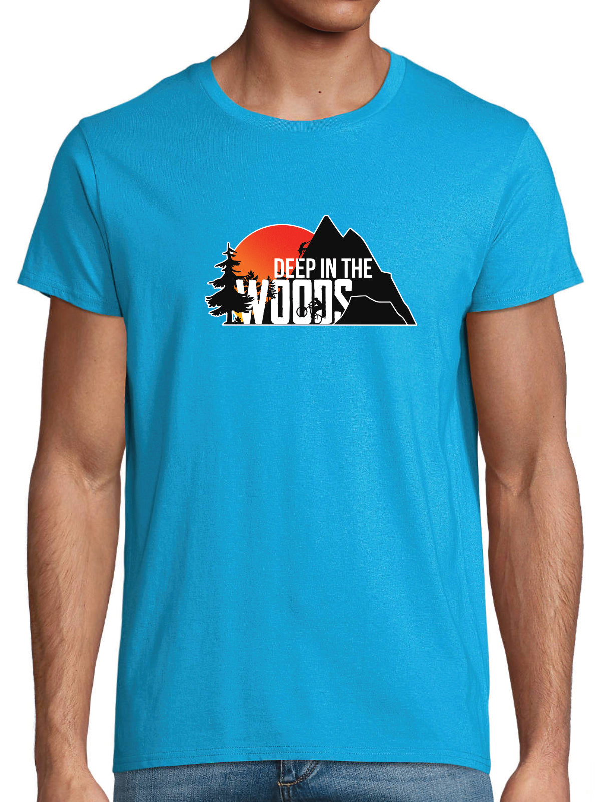 Deep in the Woods Logo T-Shirt Men Aqua Blue 2025