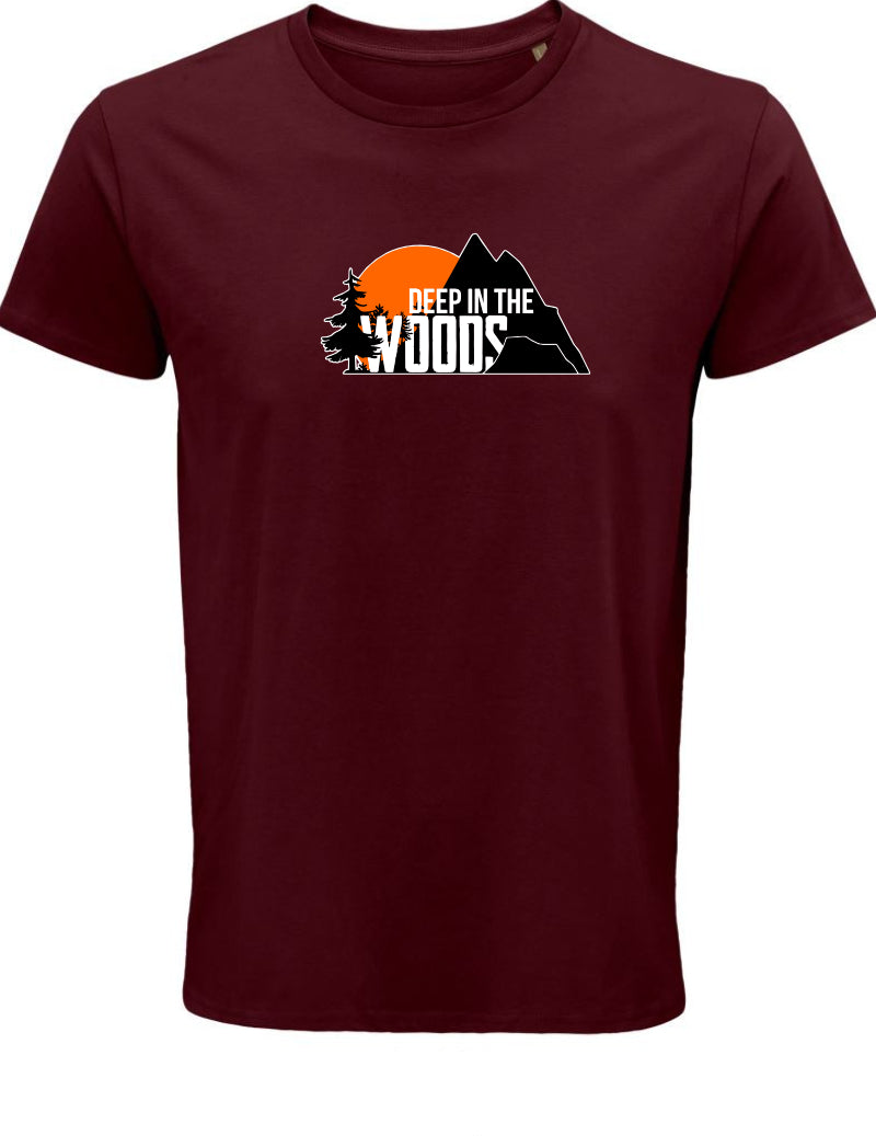 Deep in the Woods Logo T-Shirt Men Burgundy