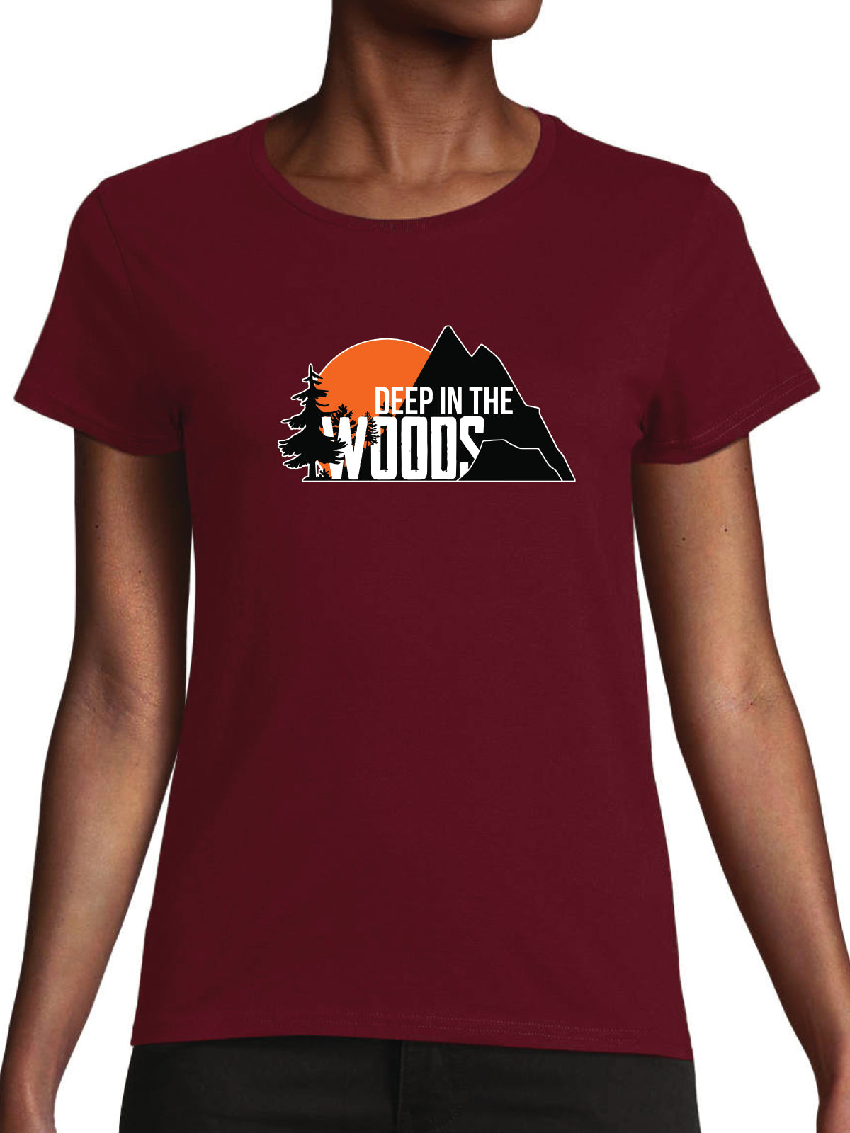 Deep in the Woods Logo T-Shirt Women Burgundy