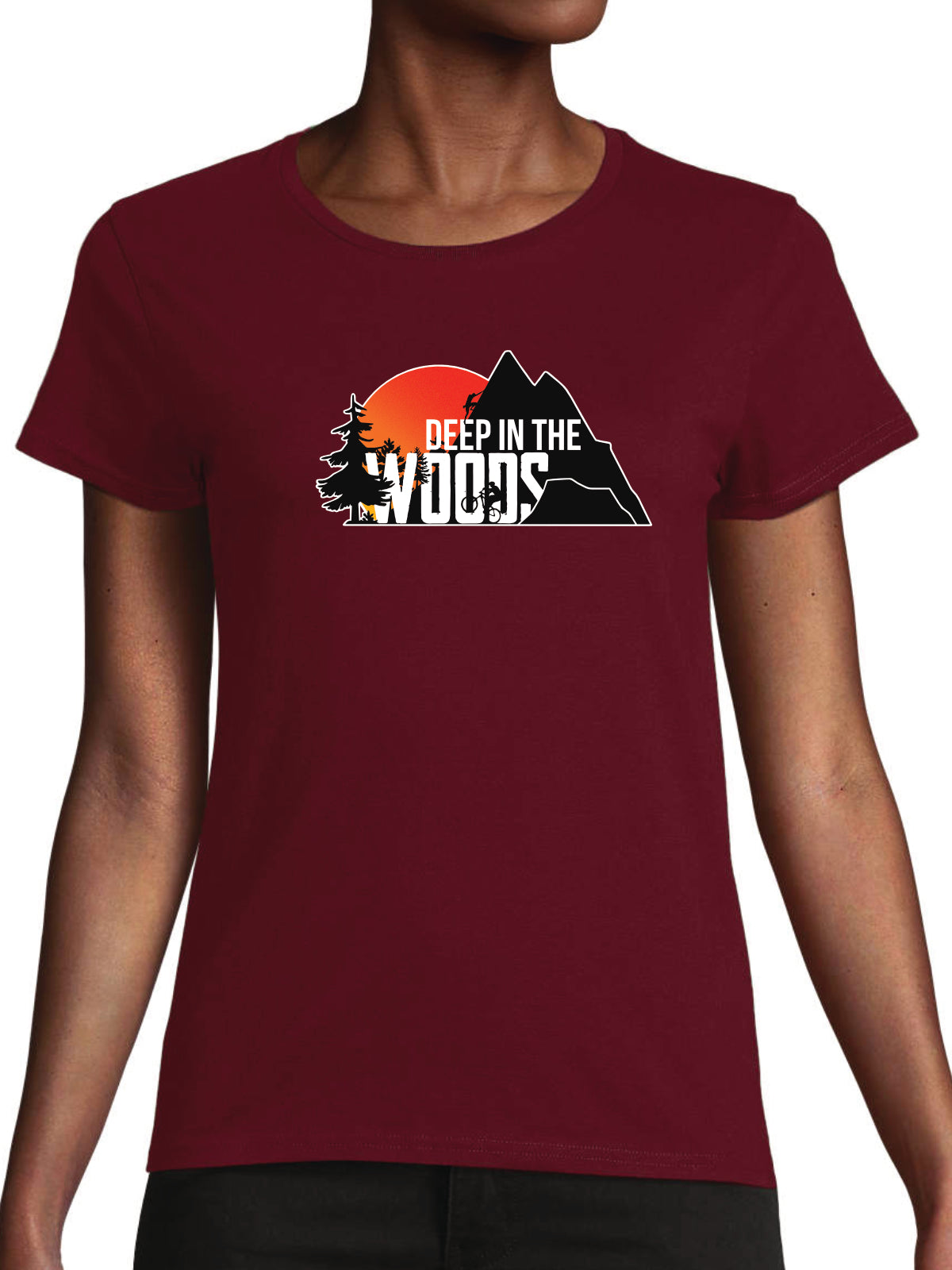 Deep in the Woods Logo T-Shirt Women Burgundy 2025