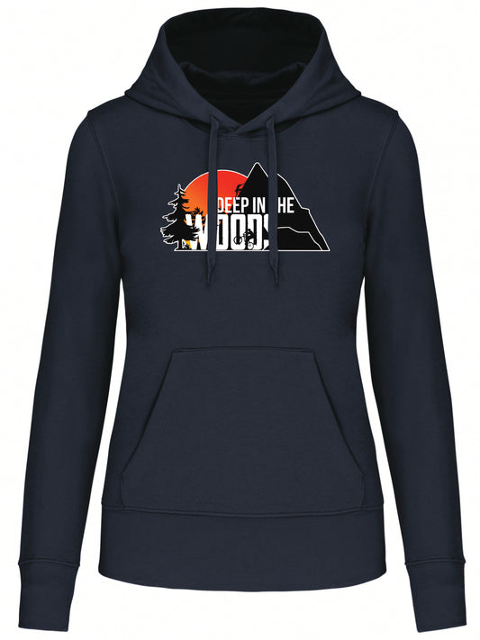 Deep in the Woods Logo Hoodie Women Dark Blue 2025